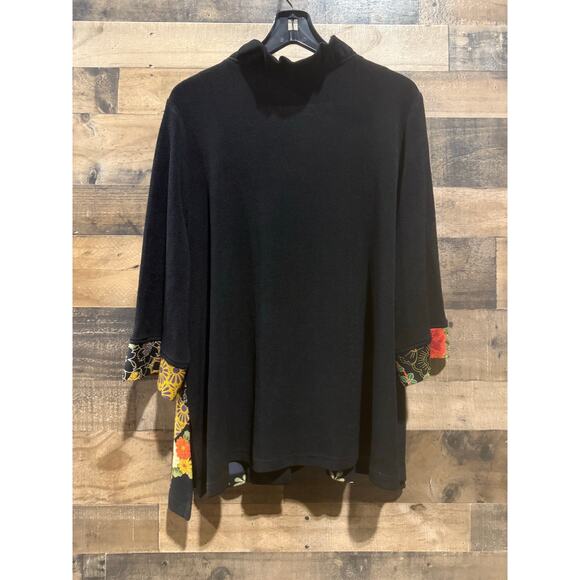 Vintage Moonlight Black & Red Floral Print Bohemian Blouse - Size XL - Picture 8 of 9